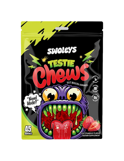 Swoleys Testie Chews Sour Strawberry Gummies Natural Tongkat Ali Booster