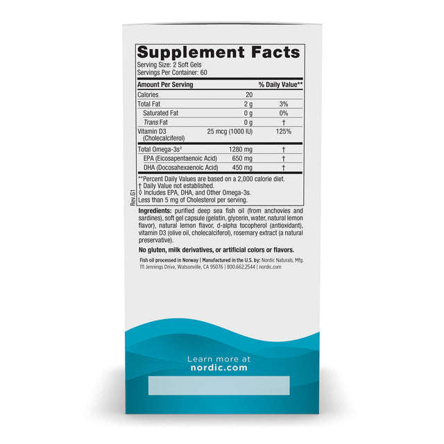 Nordic Naturals Ultimate Omega D3 120 Softgels