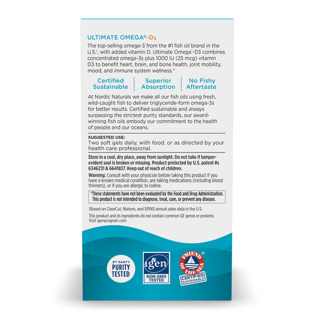 Nordic Naturals Ultimate Omega D3 60 Softgels