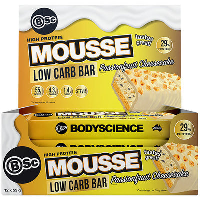 BSc Body Science High Protein Low Carb Mousse Bar 55g x12 CLEARANCE Short Dated October 2024