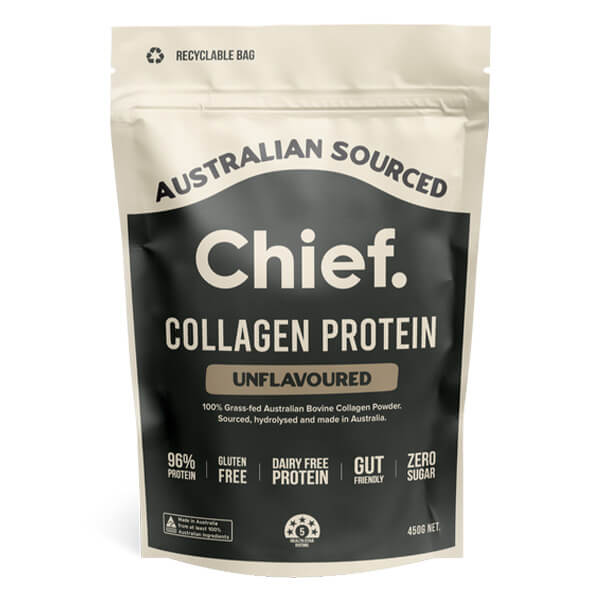 Chief Collagen Protein 450g  + FREE Chief Sampler  ( sampler dated OCT 2025 )