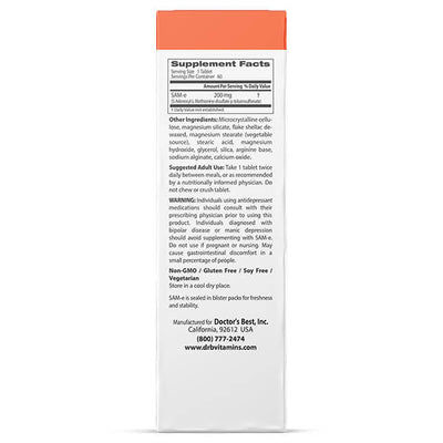 Doctor's Best SAM-e 200mg 60 Tabs CLEARANCE Short Dated end of 30/11/2026