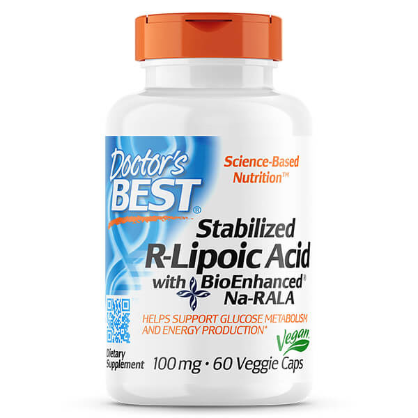 Doctor's Best Stabilized R-Lipoic Acid with Na-RALA 100mg 60 Veggie Caps CLEARANCE Short Dated end of 01/2026