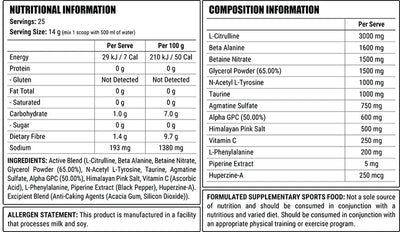 Faction Labs Disorder Pump Non‑Stim Pre‑Workout 400g