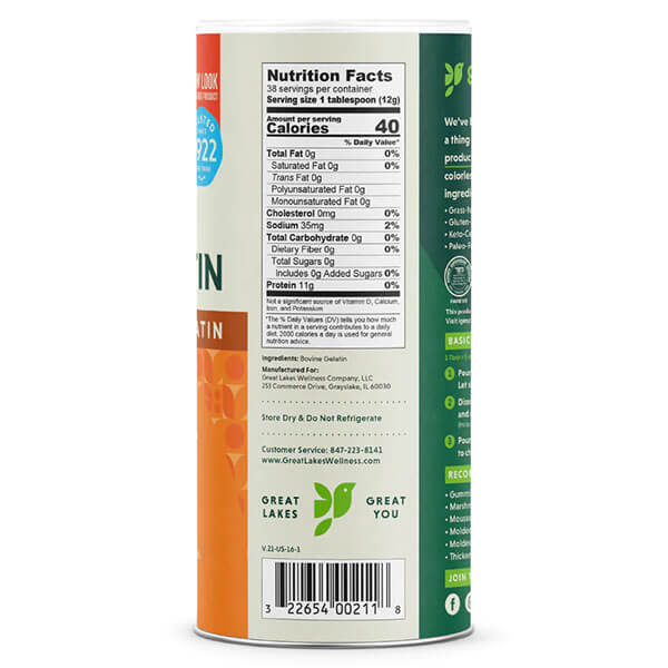 Great Lakes Wellness Unflavoured Beef Hide Gelatin 454g