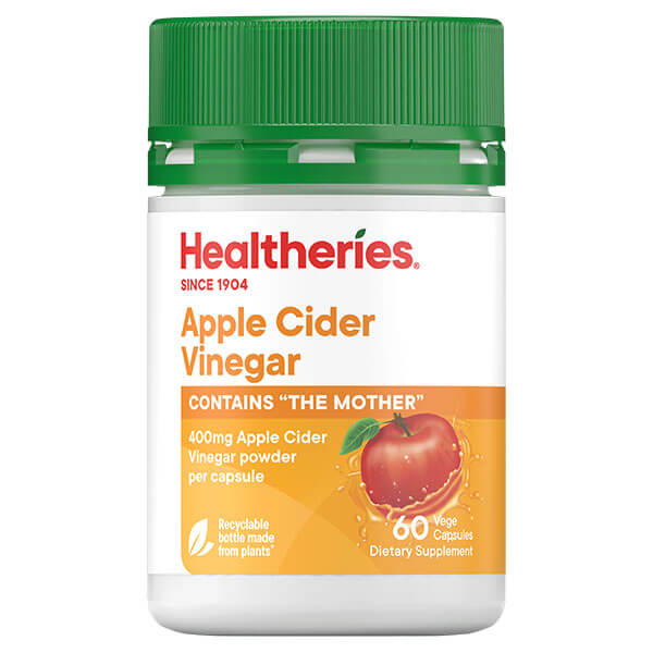 Healtheries Apple Cider Vinegar 60 Vege Caps CLEARANCE Short Dated end of 12/2025
