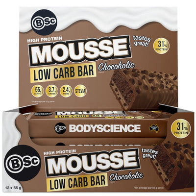 BSc Body Science High Protein Low Carb Mousse Bar 55g x12 CLEARANCE Short Dated October 2024