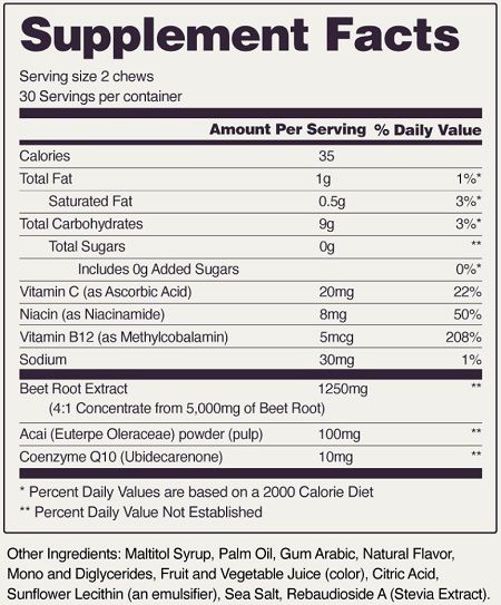 Snap Heart Beets Soft Chews 60 - Mixed Berry