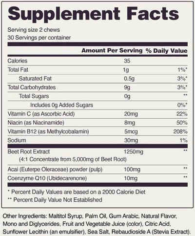 Snap Heart Beets Soft Chews 60 - Mixed Berry