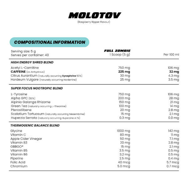Zombie Labs Molotov 40 Serves