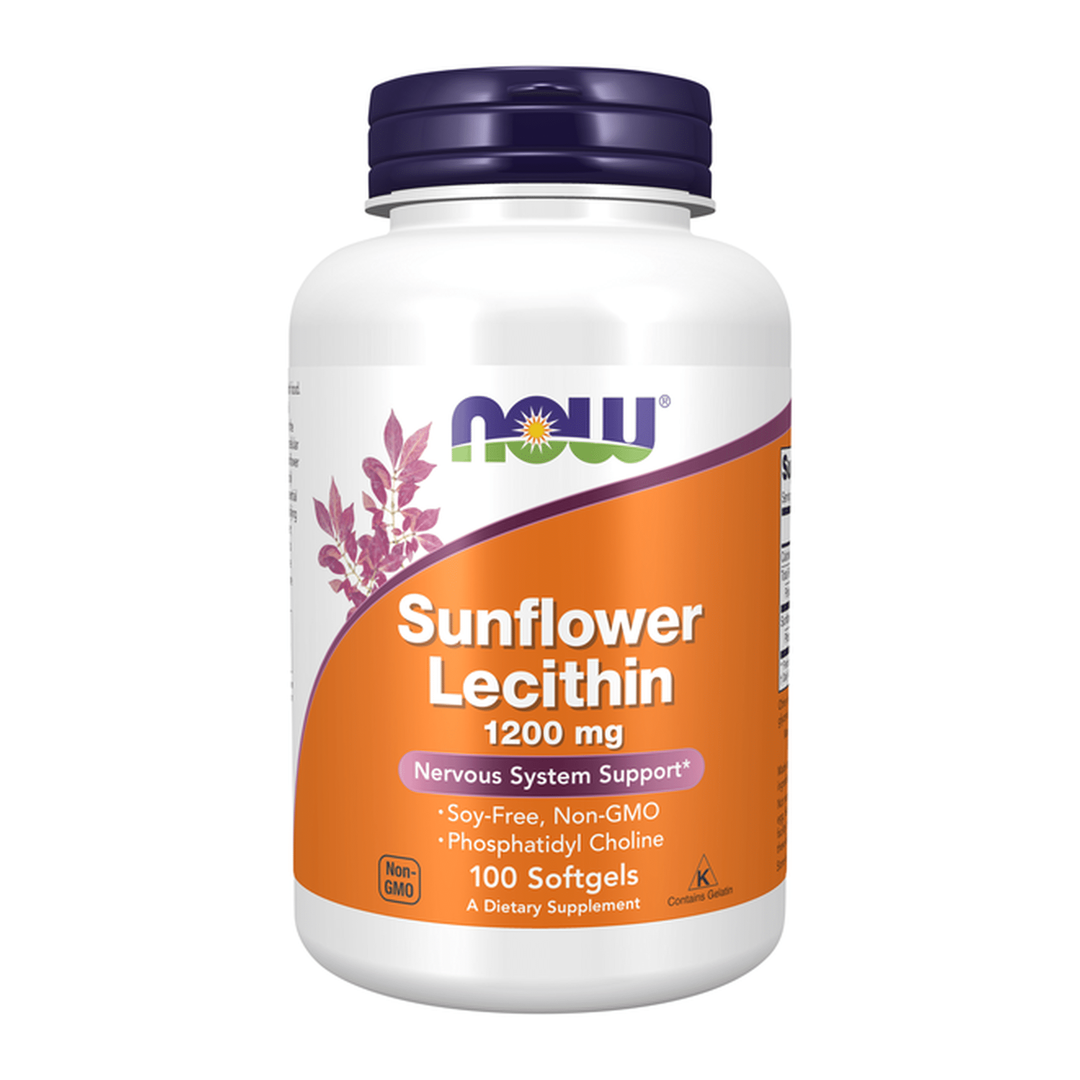 NOW Sunflower Lecithin 1200mg 100 softgels bottle front