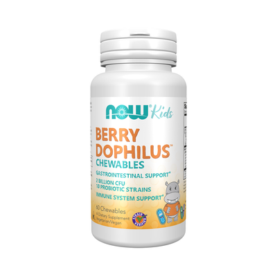 NOW BerryDophilus Kids Probiotics 2B CFU 60 chewables bottle front