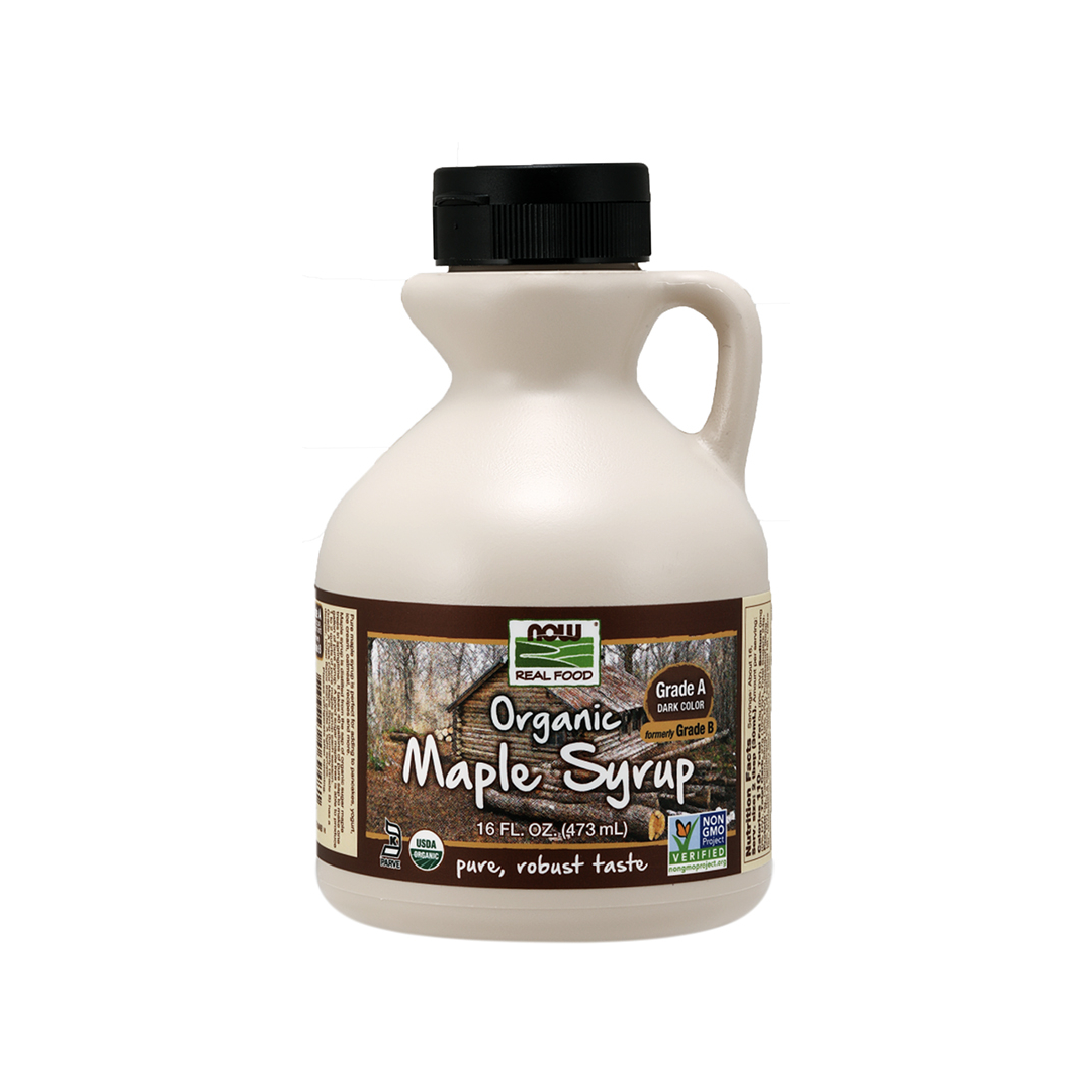 NOW Organic Maple Syrup Grade A Dark Color 473ml product front