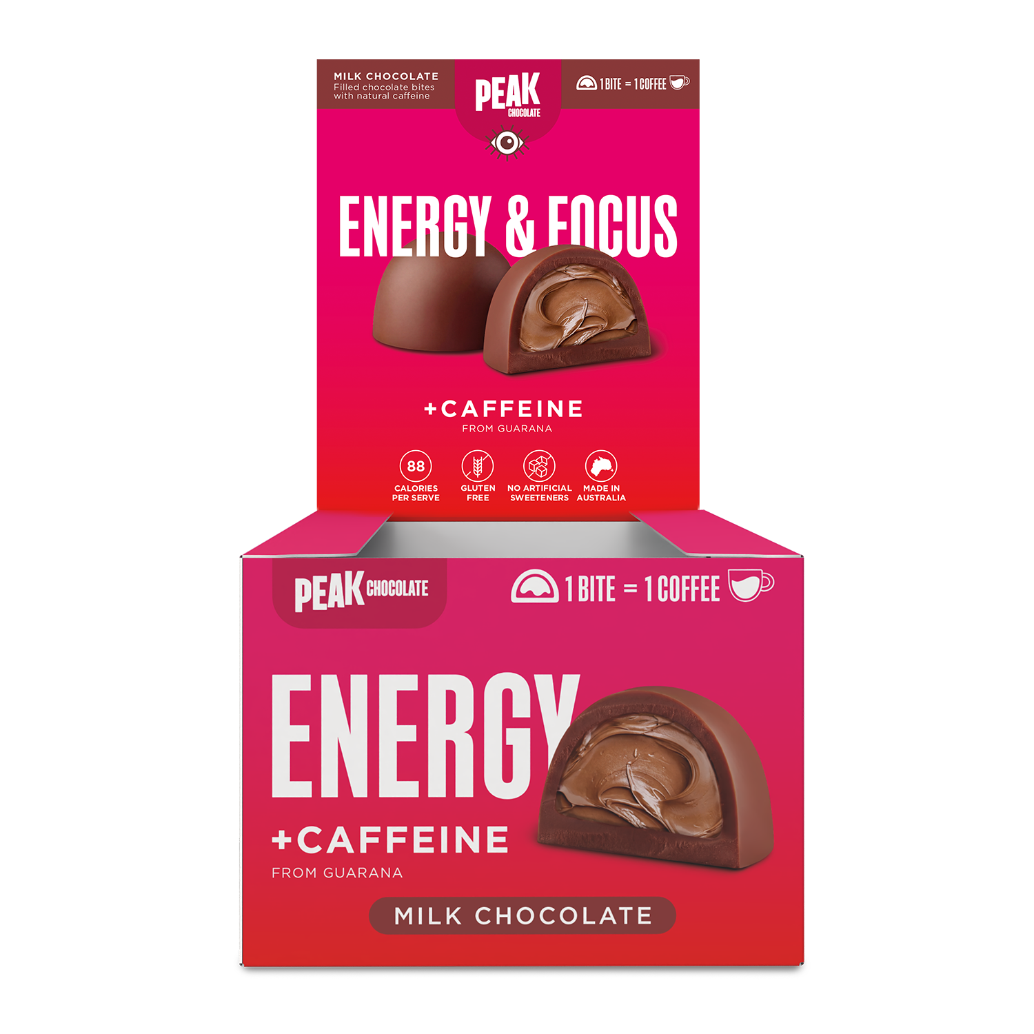 PEAK CHOCOLATE ENERGY BITE (15g) – Shelf Display Box (20 Units)