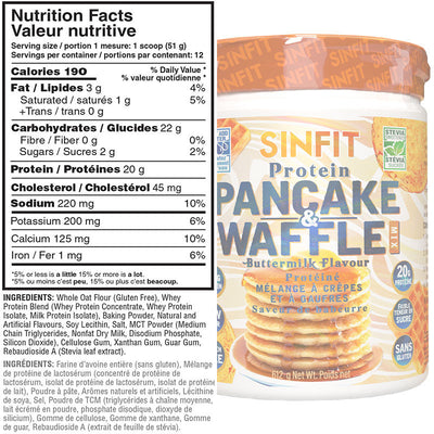 SINFIT Protein Pancake & Waffle Mix - 610 Grams Buttermilk Flavour
