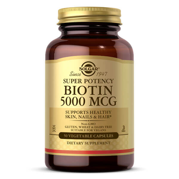 Solgar Biotin 5000mcg 50 Caps CLEARANCE Short Dated end of 09/2026