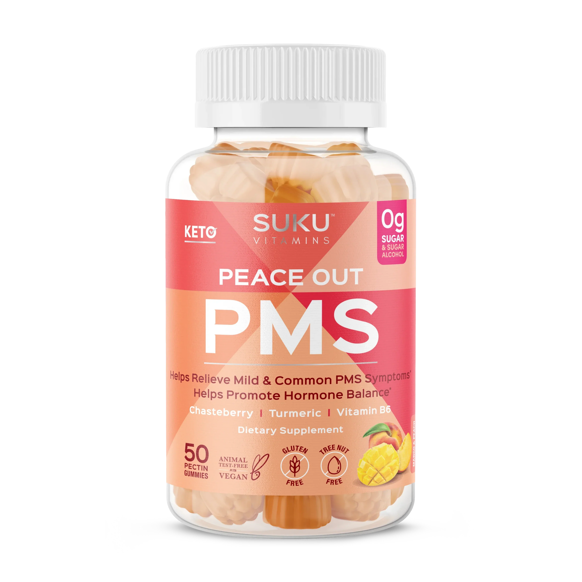SUKU Peace Out PMS Pectin Gummies with Vitex and Turmeric