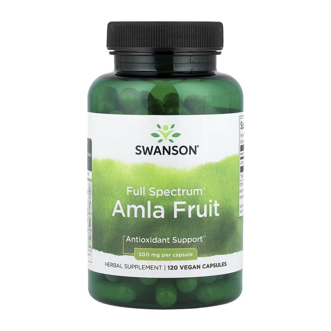 Swanson Amla Fruit Full Spectrum 500mg 120 vegan capsules bottle front
