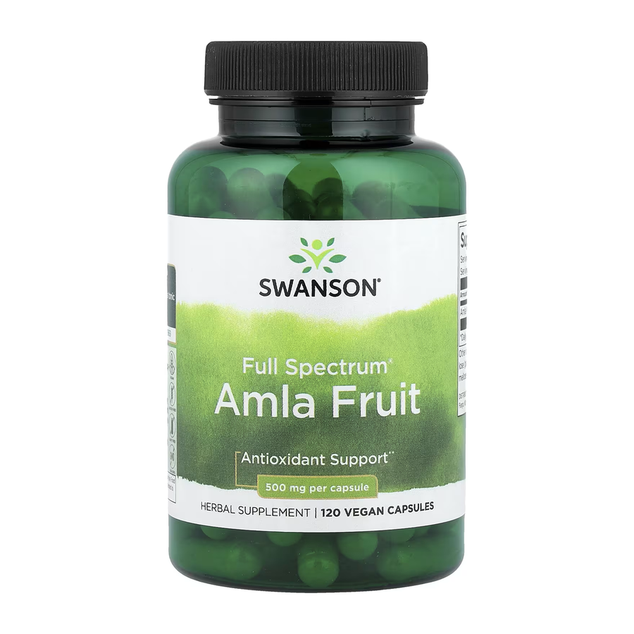 Swanson Amla Fruit Full Spectrum 500mg 120 vegan capsules bottle front