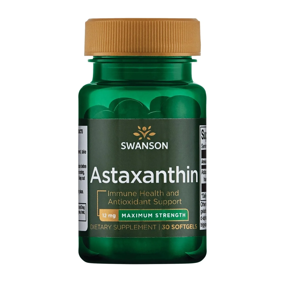 Swanson Astaxanthin Maximum Strength 12mg 30 softgels bottle front