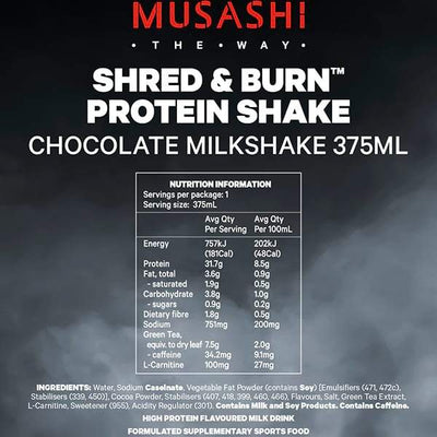 Musashi Shred & Burn Shake Pack of 6