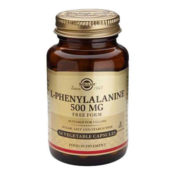 Solgar L-Phenylalanine 500mg 50 Veggie Caps-Physical Product-Solgar-Supplements.co.nz