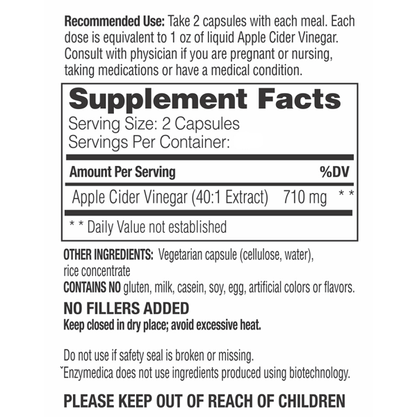 Enzymedica Apple Cider Vinegar 60 Caps
