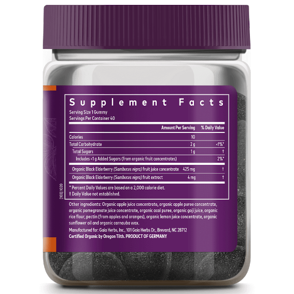 Gaia Herbs GaiaKids Black Elderberry Kids Daily Gummies x40