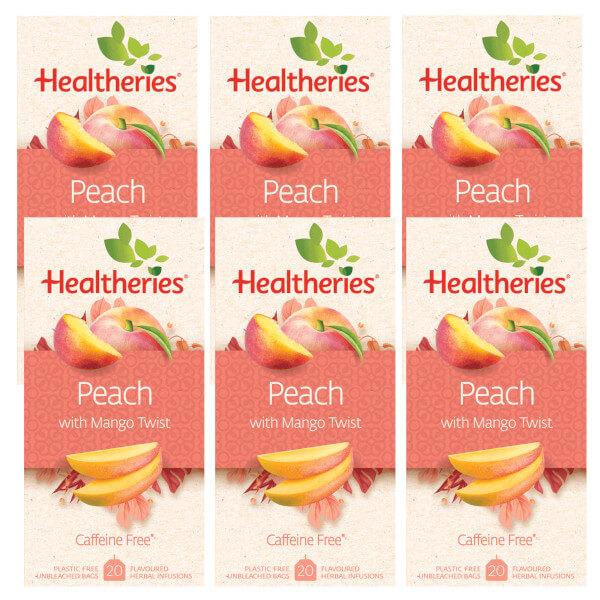 Healtheries Peach with Mango Twist Tea 20 Bags x6 (6x Packages)