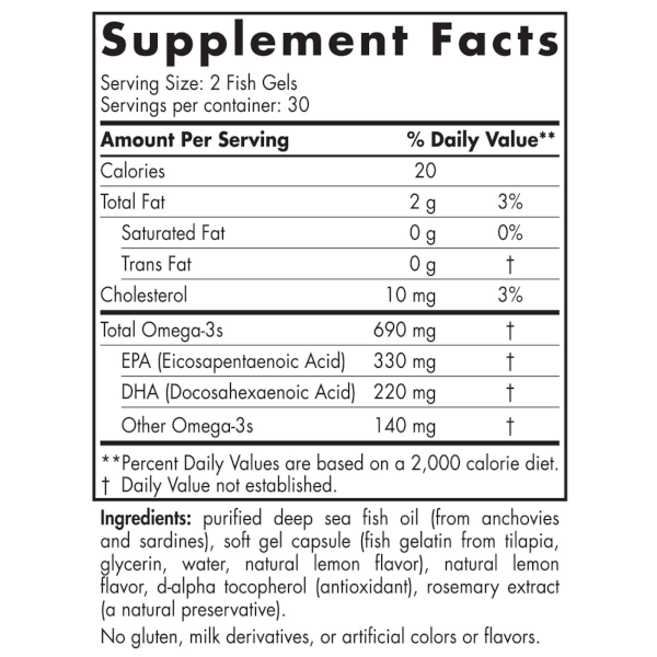 Nordic Naturals Omega-3 Fish Gelatin 60 Softgels
