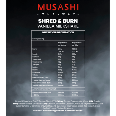 Musashi Shred & Burn Protein 340g