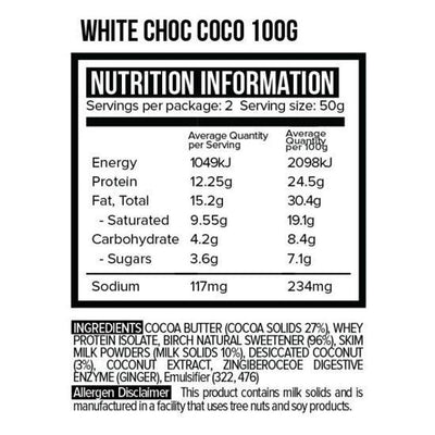 Vitawerx White Choc Bar 100g Box of 12 - Supplements.co.nz