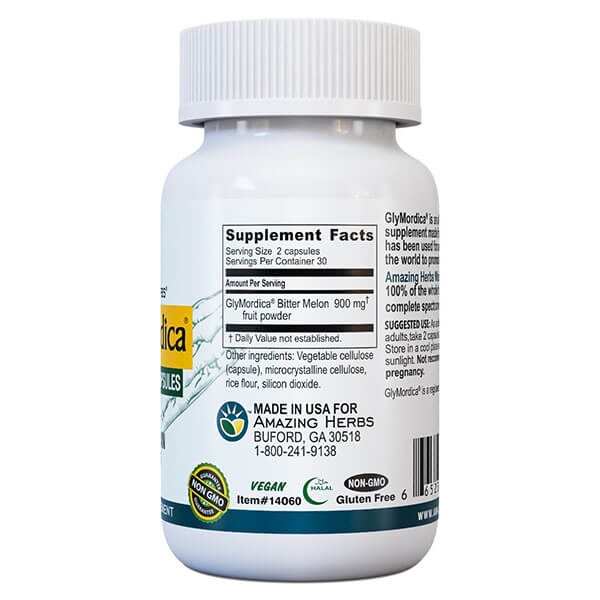 Amazing Herbs GlyMordica Bitter Melon 60 Capsules