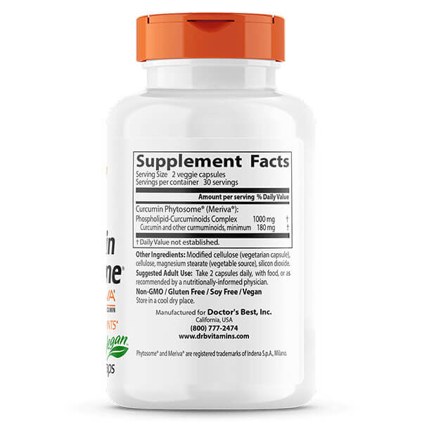 Doctor's Best Curcumin Phytosome Featuring Meriva 60 Veggie Caps