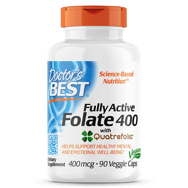 Doctor's Best Fully Active Folate 400mcg 90 Caps ( Fully Active Folate with Quatrefolic® (400mcg DFE) )