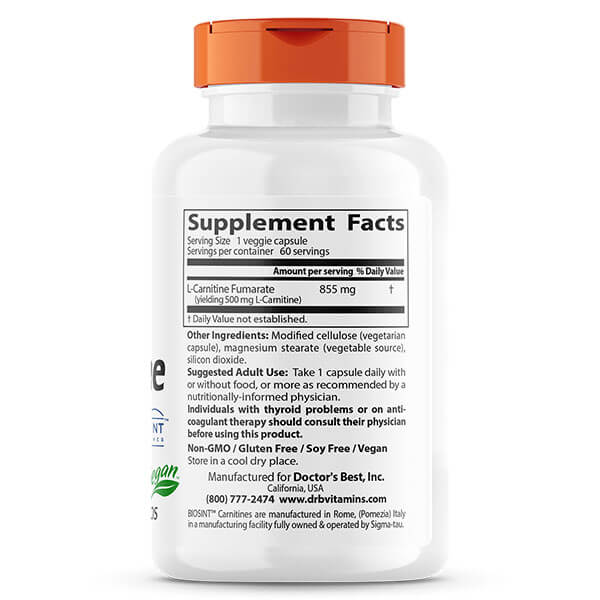 Doctor's Best L-Carnitine Fumarate 855mg 60 Veggie Capsules