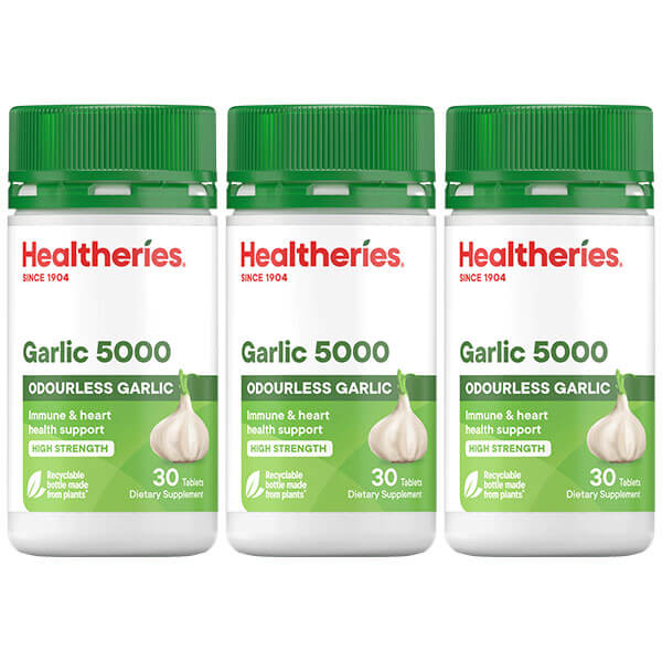 Healtheries Garlic 5000 30 Tablets x3 (3x Bottles)