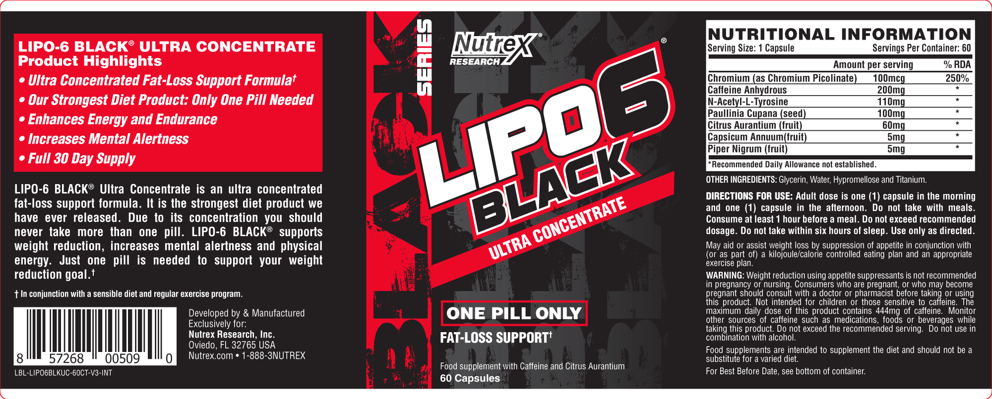 Nutrex Lipo-6 Black Ultra Concentrate 60 Caps - Supplements.co.nz